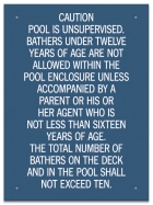 Ontario CA Unsupervised Pool >93m2 Sign